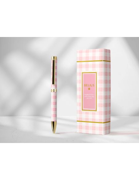 Boligrafo Belius Picnic Aluminio Color Rosa Dorado Tinta Color Azul Caja De Diseño