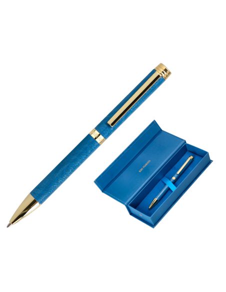 Boligrafo Belius Wild West Aluminio Color Azul Marino Dorado Tinta Color Azul Caja De Diseño