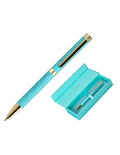 Boligrafo Belius Wild West Aluminio Color Turquesa Doradotinta Color Azul Caja De Diseño