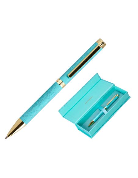 Boligrafo Belius Wild West Aluminio Color Turquesa Doradotinta Color Azul Caja De Diseño