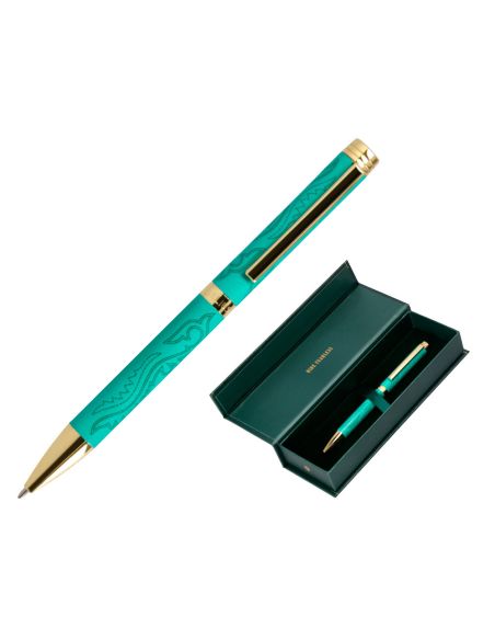 Boligrafo Belius Wild West Aluminio Color Verde Tinta Color Azul Caja De Diseño