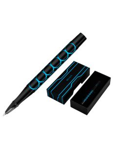 Boligrafo Belius Legacy Aluminio Diseño Circulos Azul Cuerpo Negro Tinta Color Azul Caja De Diseño