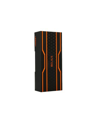 Boligrafo Belius Legacy Aluminio Diseño Hexagono Naranja Cuerpo Negro Tinta Color Azul Caja De Diseño