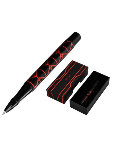 Boligrafo Belius Legacy Aluminio Diseño Triangulo Rojo Cuerpo Negro Tinta Color Azul Caja De Diseño