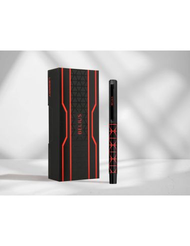 Boligrafo Belius Legacy Aluminio Diseño Triangulo Rojo Cuerpo Negro Tinta Color Azul Caja De Diseño