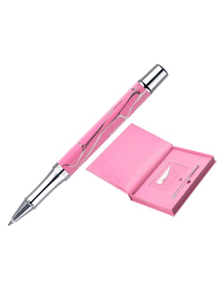 Boligrafo Y Wallet Belius Cocktails Cosmopolitan Aluminio Rosa Plateado Relievetinta Color Azul Caja Diseño