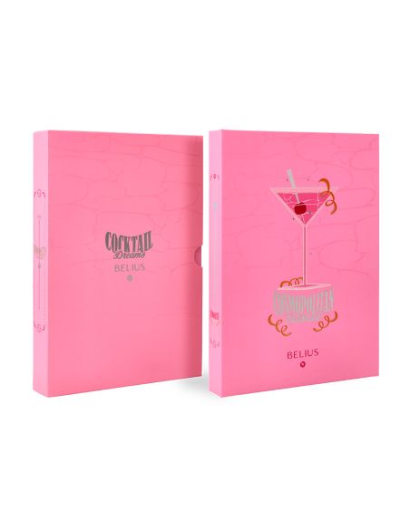 Boligrafo Y Wallet Belius Cocktails Cosmopolitan Aluminio Rosa Plateado Relievetinta Color Azul Caja Diseño