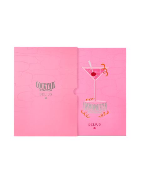Boligrafo Y Wallet Belius Cocktails Cosmopolitan Aluminio Rosa Plateado Relievetinta Color Azul Caja Diseño