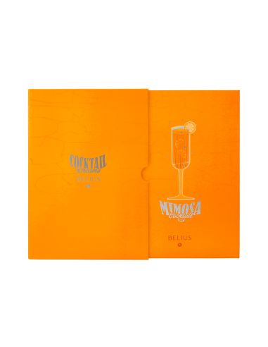 Boligrafo Y Wallet Belius Cocktails Mimosa Aluminio Naranja Plateado Relieve Tintacolor Azul Caja De Diseño