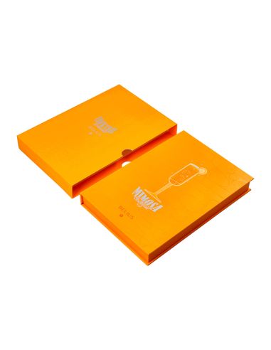 Boligrafo Y Wallet Belius Cocktails Mimosa Aluminio Naranja Plateado Relieve Tintacolor Azul Caja De Diseño