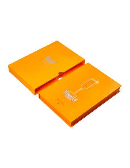 Boligrafo Y Wallet Belius Cocktails Mimosa Aluminio Naranja Plateado Relieve Tintacolor Azul Caja De Diseño