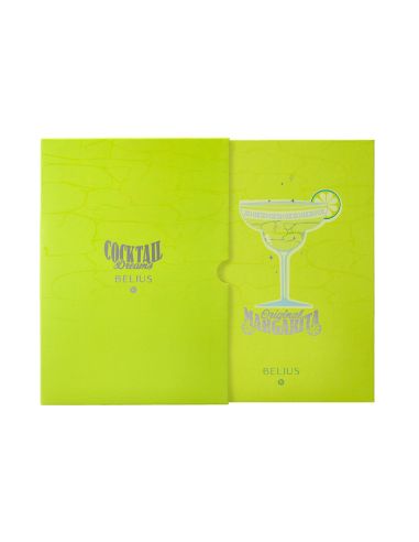 Boligrafo Y Wallet Belius Cocktails Margarita Aluminio Verde Lima Plateado Relieve Tinta Color Azul Caja De