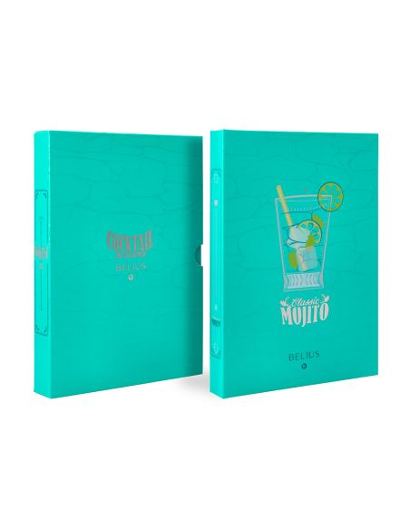 Boligrafo Y Wallet Belius Cocktails Mojito Aluminio Verde Plateado Relieve Tinta Color Azul Caja De Diseño