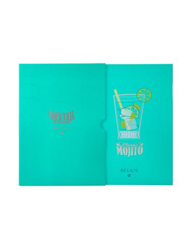 Boligrafo Y Wallet Belius Cocktails Mojito Aluminio Verde Plateado Relieve Tinta Color Azul Caja De Diseño