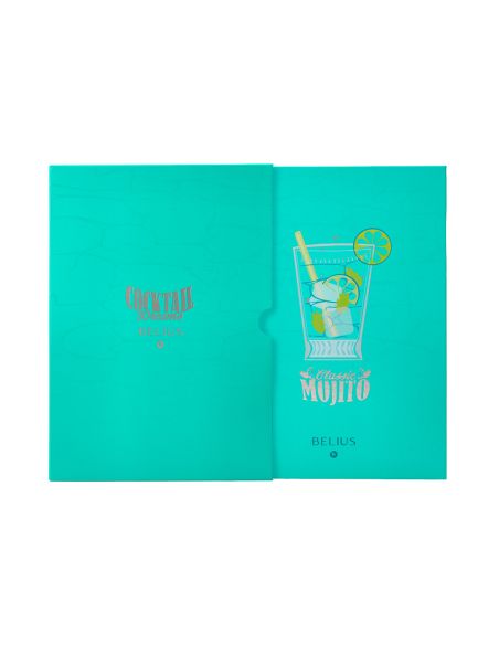 Boligrafo Y Wallet Belius Cocktails Mojito Aluminio Verde Plateado Relieve Tinta Color Azul Caja De Diseño