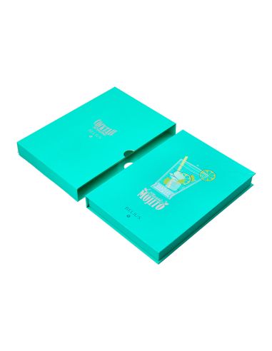 Boligrafo Y Wallet Belius Cocktails Mojito Aluminio Verde Plateado Relieve Tinta Color Azul Caja De Diseño