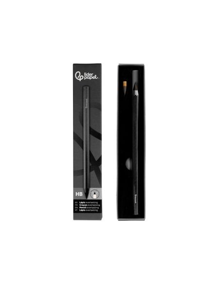 Lapiz De Grafito Infinito Liderpapel Aluminio Hexagonal Negro Ultra Resistente 1 Punta De Recambio