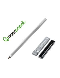 Lapiz De Grafito Infinito Liderpapel Aluminio Hexagonal Plateado Ultra Resistente 1 Punta De Recambio