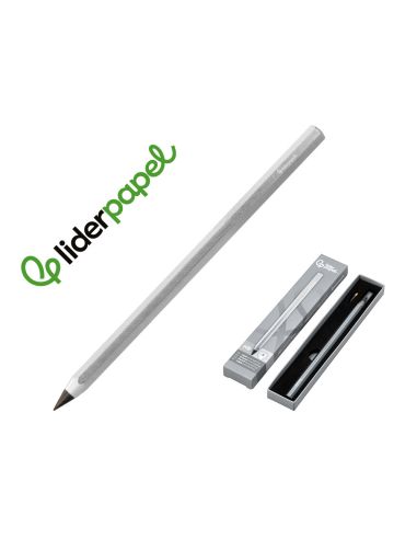 Lapiz De Grafito Infinito Liderpapel Aluminio Hexagonal Plateado Ultra Resistente 1 Punta De Recambio