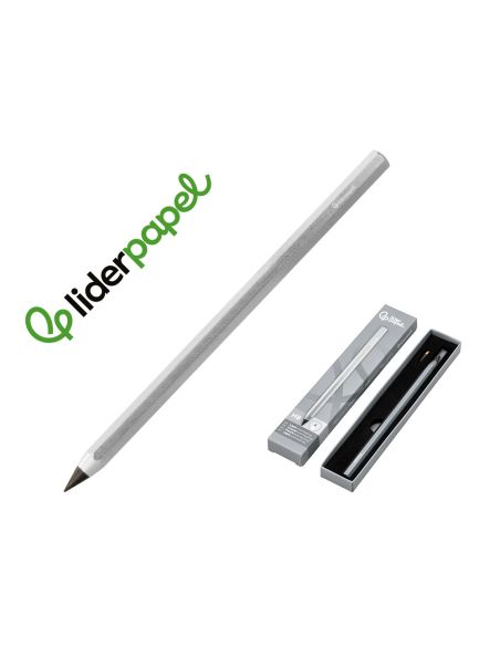 Lapiz De Grafito Infinito Liderpapel Aluminio Hexagonal Plateado Ultra Resistente 1 Punta De Recambio