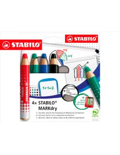 Lapiz Marcador En Seco Stabilo Markdry Para Pizarra Blanca Estuche De 4 Unidades Colores Surtidos