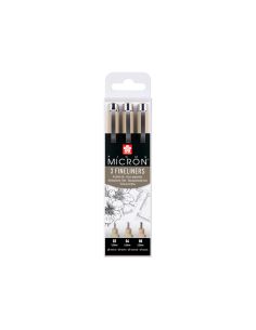 Rotulador Sakura Pigma Micron Negro Estuche De 3 Unidades
