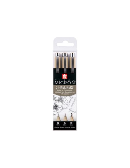 Rotulador Sakura Pigma Micron Negro Estuche De 3 Unidades