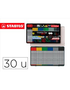 Rotulador Stabilo Creative Punta Calibrada Tips Arty Lineclassic 5 Puntas Por Color Estuche Metalico De 30