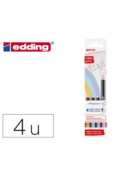 Rotulador Edding Punta Fibra 1200 Punta Redonda 0,5 Mm Glitter Pastel Caja De 4 Unidades Colores Surtidos