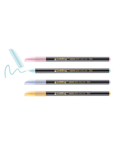 Rotulador Edding Punta Fibra 1200 Punta Redonda 0,5 Mm Glitter Pastel Caja De 4 Unidades Colores Surtidos
