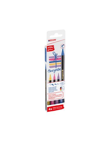 Rotulador Edding Punta Pincel 1340 Purpurina Caja De 4 Unidades Colores Surtidos