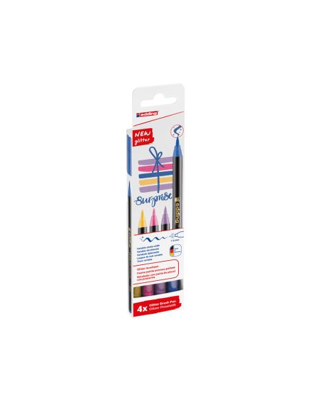 Rotulador Edding Punta Pincel 1340 Purpurina Caja De 4 Unidades Colores Surtidos