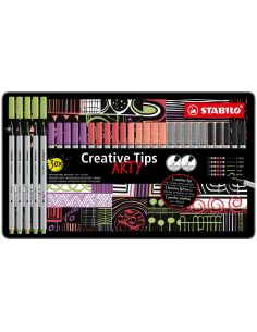 Rotulador Stabilo Creative Tips Arty Line Pastel 5 Puntas Diferentes Por Color Estuche Metalico De 30