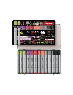 Rotulador Stabilo Creative Tips Arty Line Pastel 5 Puntas Diferentes Por Color Estuche Metalico De 30 2