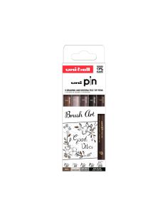 Rotulador Uniball Pin Punta Pincel Flexible Blister De 5 Unidades Colores Surtidos