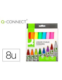 Rotulador Q-Connect Tiza Liquida Punta Redonda Trazo 3 Mm Caja De 8 Unidades Colores Surtidos