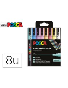 Rotulador Uni Posca Pc-3M/8C Marcador De Pintura Punta Conica 0,9-1,3 Mm Estuche De 8Unidades Colores Suaves