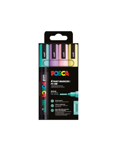Rotulador Uni Posca Pc-5M/4C Estuche De 4 Unidades Colores Pastel Surtidos