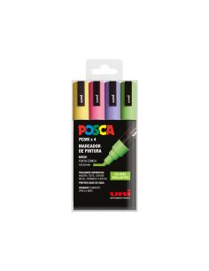 Rotulador Uni Posca Pc-5M/4C Estuche De 4 Unidades Colores Brillantes Surtidos