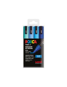 Rotulador Uni Posca Pc-5M/4C Estuche De 4 Unidades Colores Azules Surtidos