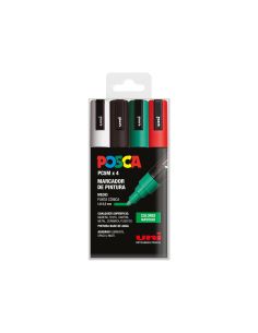 Rotulador Uni Posca Pc-5M/4C Estuche De 4 Unidades Colores Navidad Surtidos