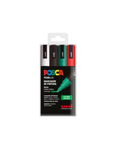Rotulador Uni Posca Pc-5M/4C Estuche De 4 Unidades Colores Navidad Surtidos