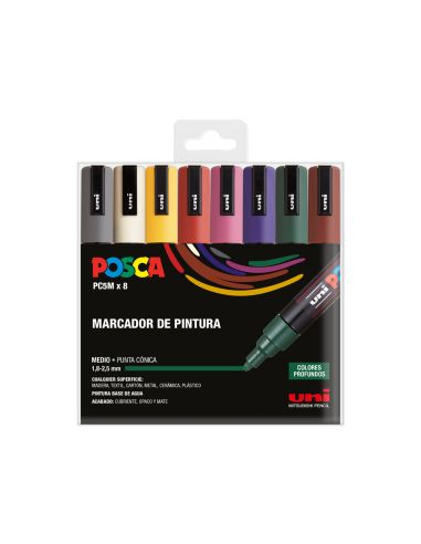 Rotulador Uni Posca Pc-5M/8C Estuche De 8 Unidades Colores Oscuros Surtidos