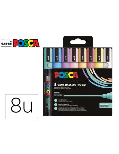 Rotulador Uni Posca Pc-5M/8C Marcador De Pintura Punta Conica 1,8-2,5 Mm Estuche De 8 Unidades Colores Suaves