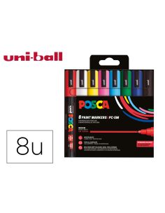 Rotulador Uni Posca Pc-5M/8C Marcador De Pintura Punta Conica 1,8-2,5 Mm Estuche De 8 Unidades Colores Basicos