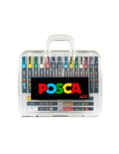 Rotulador Uni Posca Marcador De Pintura Punta Conica Maletin Pvc De 20 Unidades Colores Surtidos