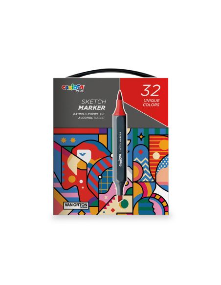 Rotulador Carioca Plus Sketch Marker Doble Punta Pincel Y Biselada Caja Premium 32 Unidades Colores Surtidos