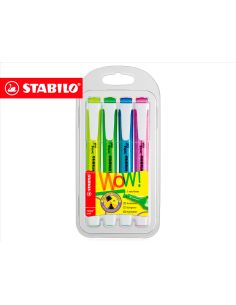 Rotulador Stabilo Fluorescente Fino Swing Cool Estuche De 4 Unidades Colores Surtidos