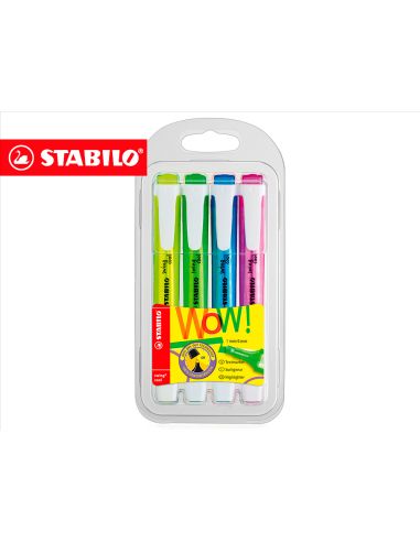 Rotulador Stabilo Fluorescente Fino Swing Cool Estuche De 4 Unidades Colores Surtidos