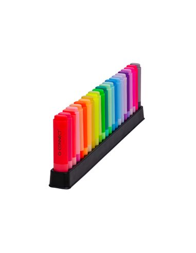 Rotulador Q-Connect Fluorescente Punta Biselada Estuche De Sobremesa 23 Unidades Colores Surtidos
